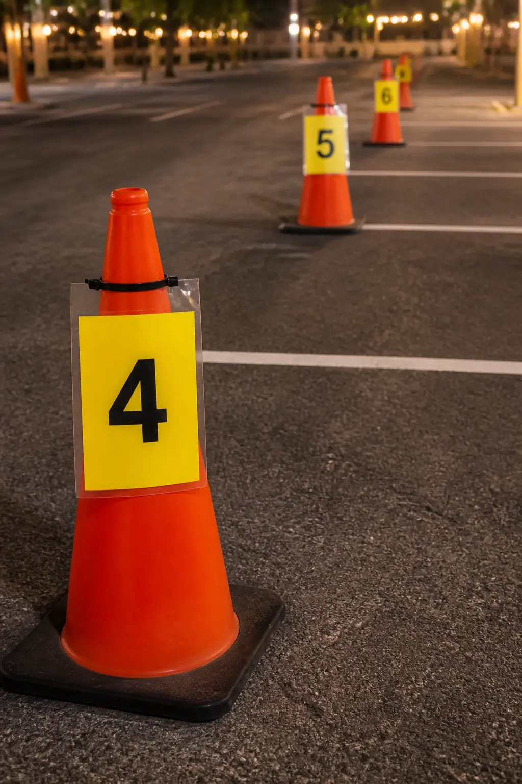 Colour-Coded Station Number Signs on Cones