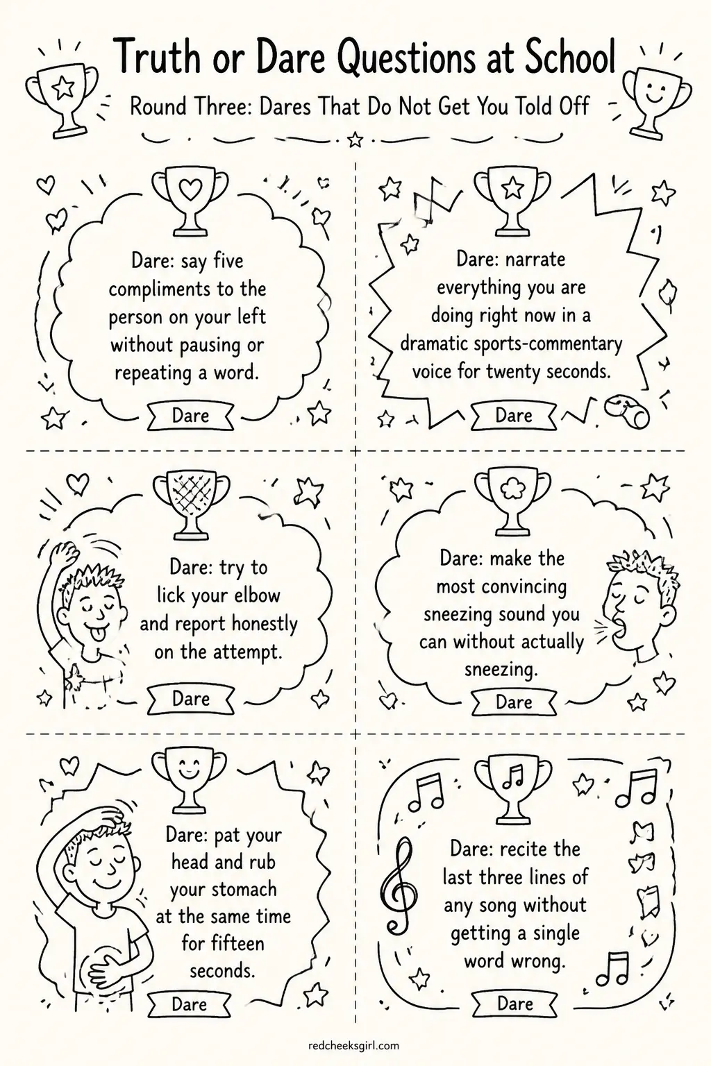 Dares That Do Not Get You Told Off Cards B printable