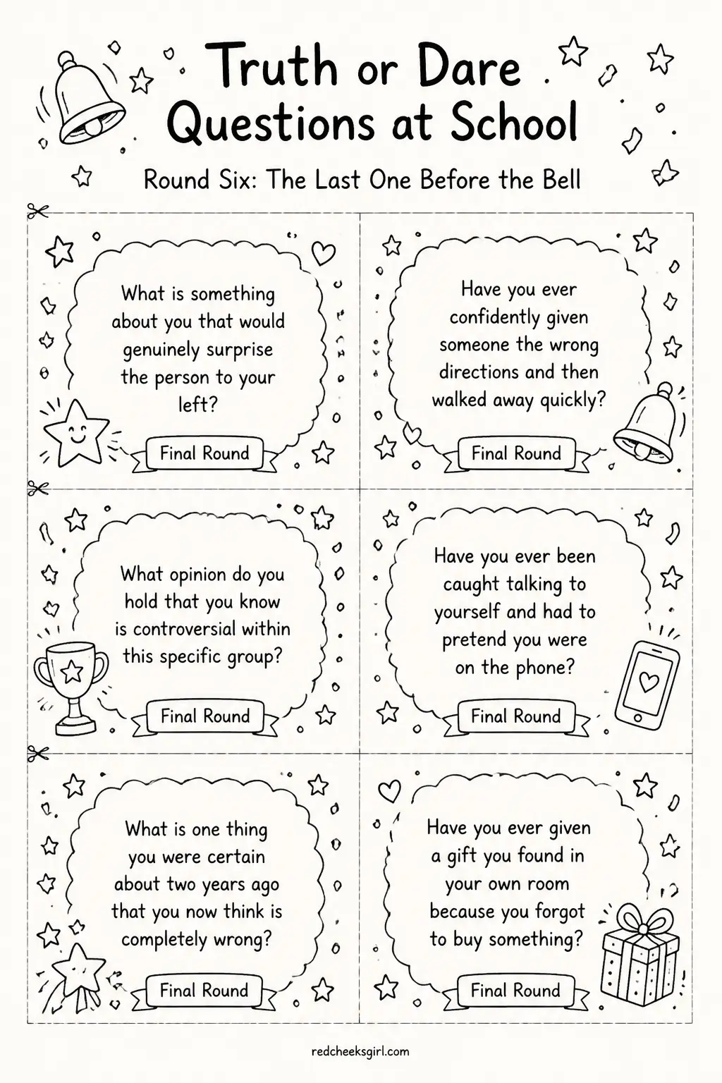 The Last One Before the Bell Cards A printable