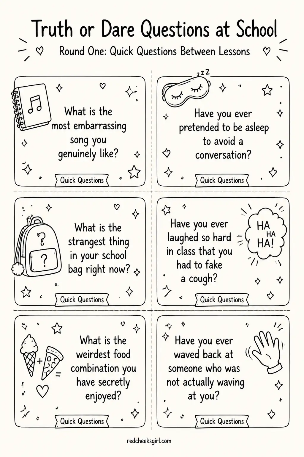 Quick Questions Between Lessons Cards A printable