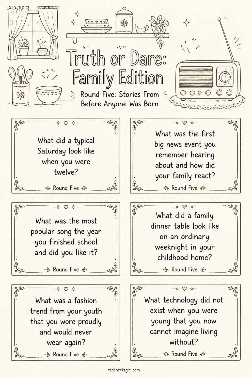 Round Five Cards A printable