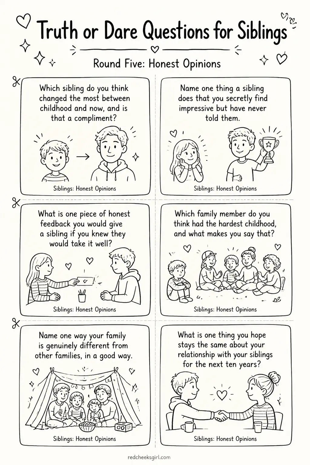 Round Five: Honest Opinions Cards printable