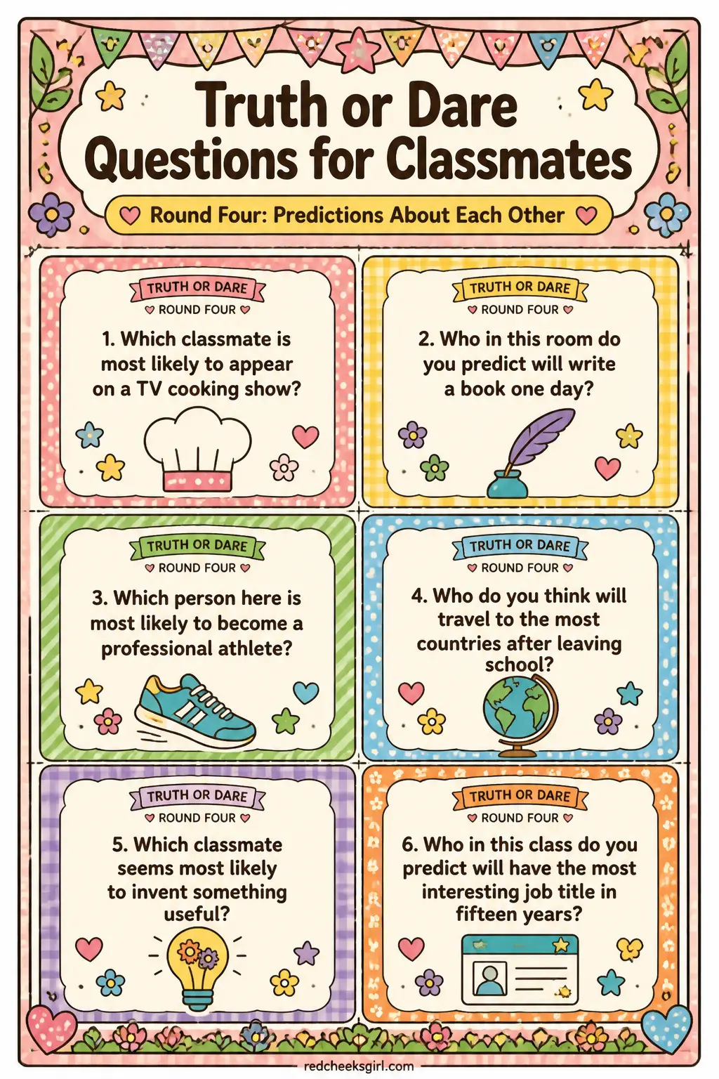 Round Four Cards A printable
