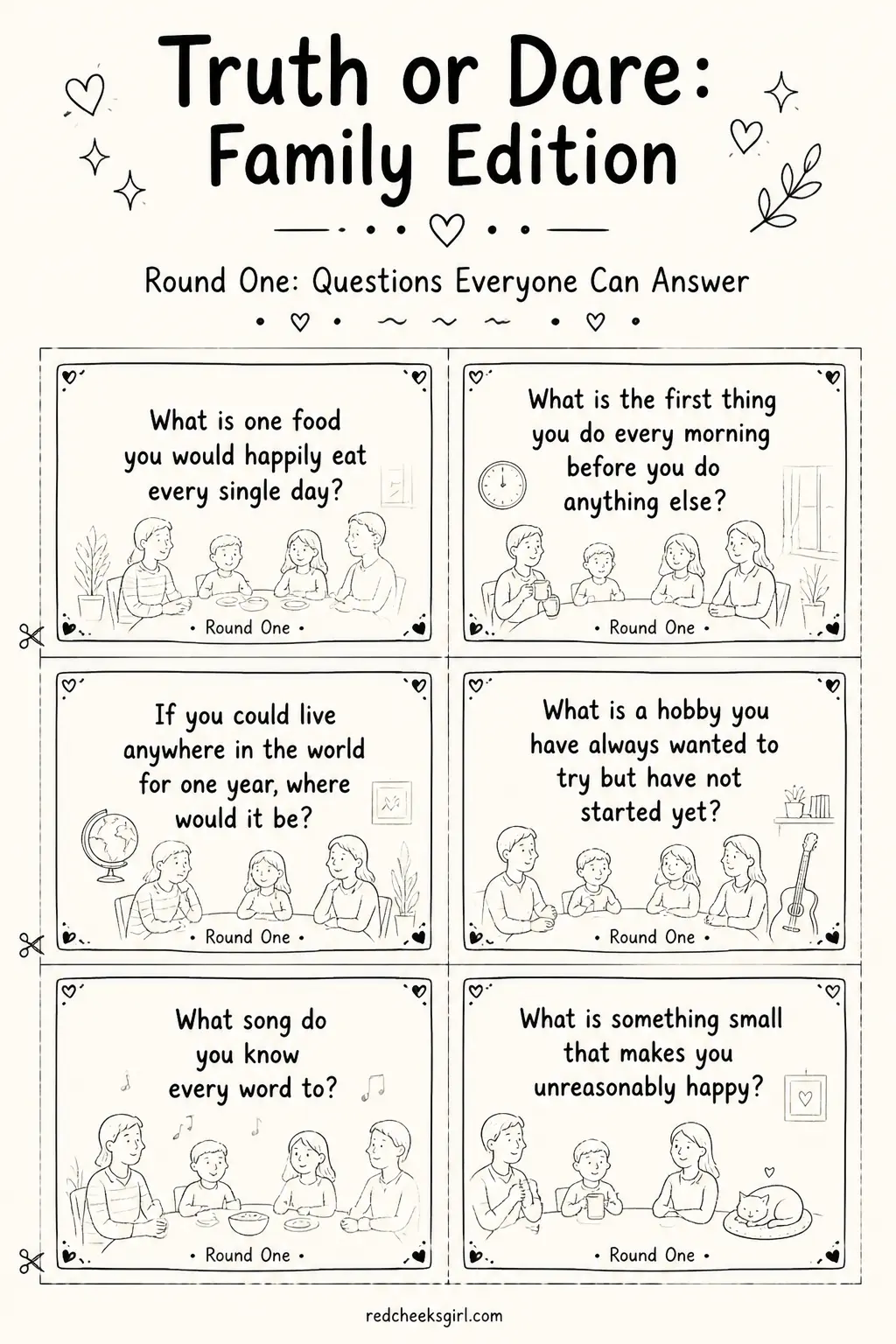 Round One Cards A printable