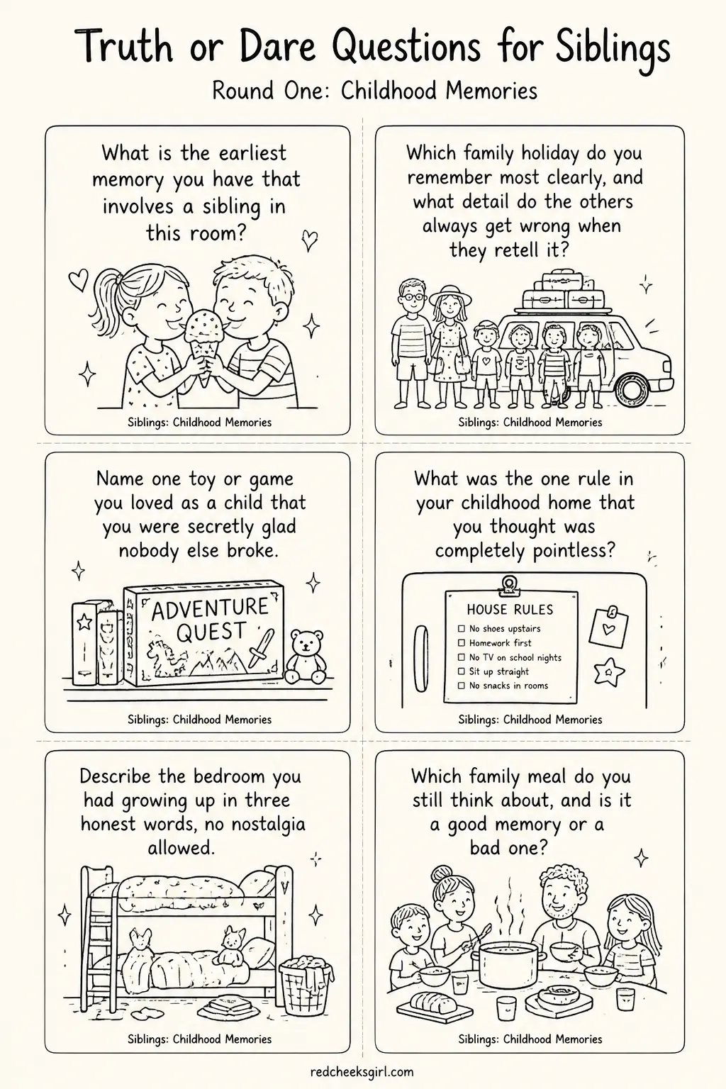 Round One: Childhood Memories Cards printable
