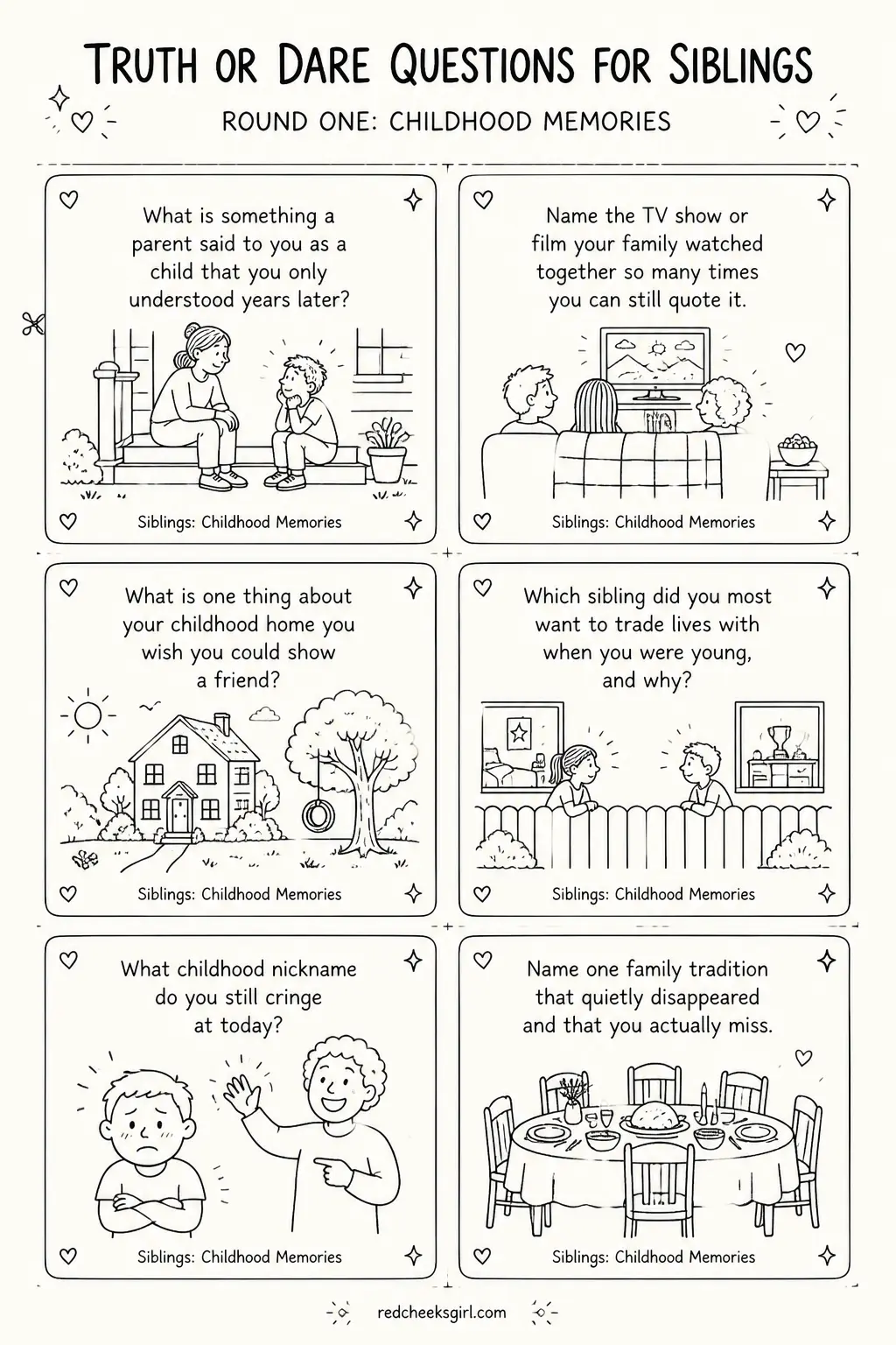 Round One: Childhood Memories Cards printable