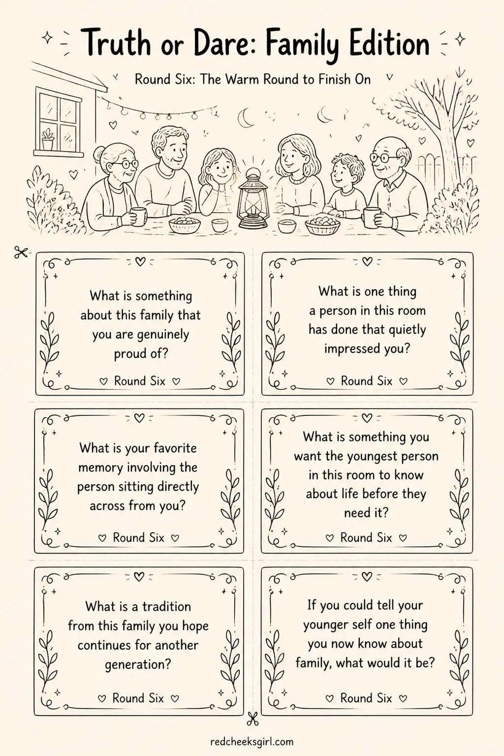 Round Six Cards A printable