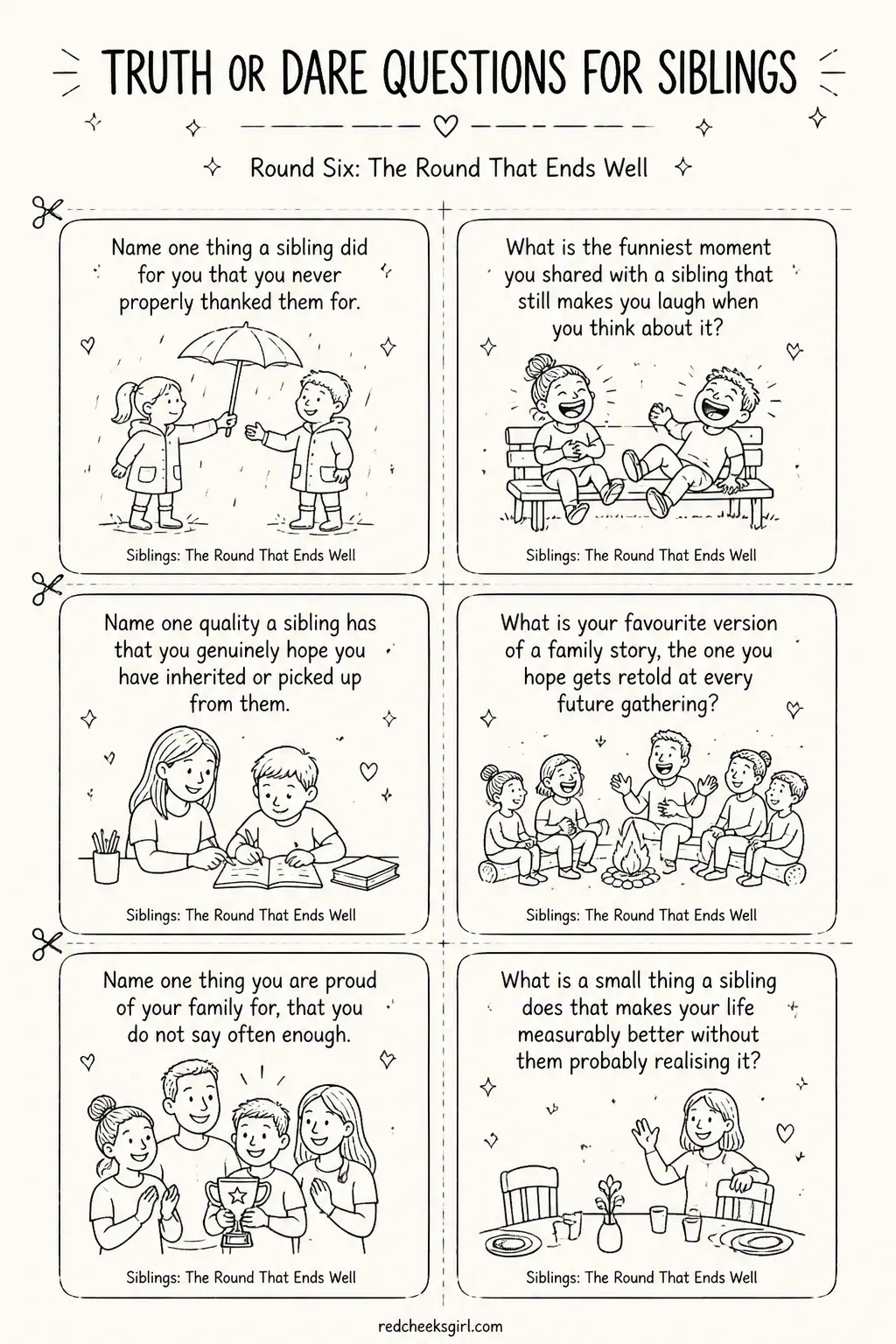 Round Six: The Round That Ends Well Cards printable