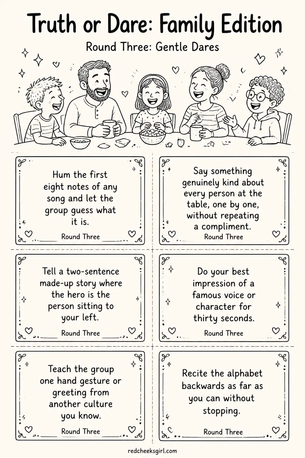 Round Three Cards A printable