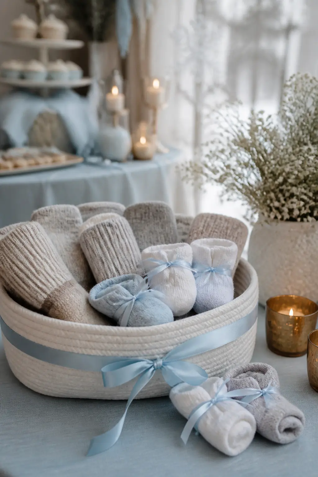 Baby Socks Rolled Beside Adult Ones as the Take-Home
