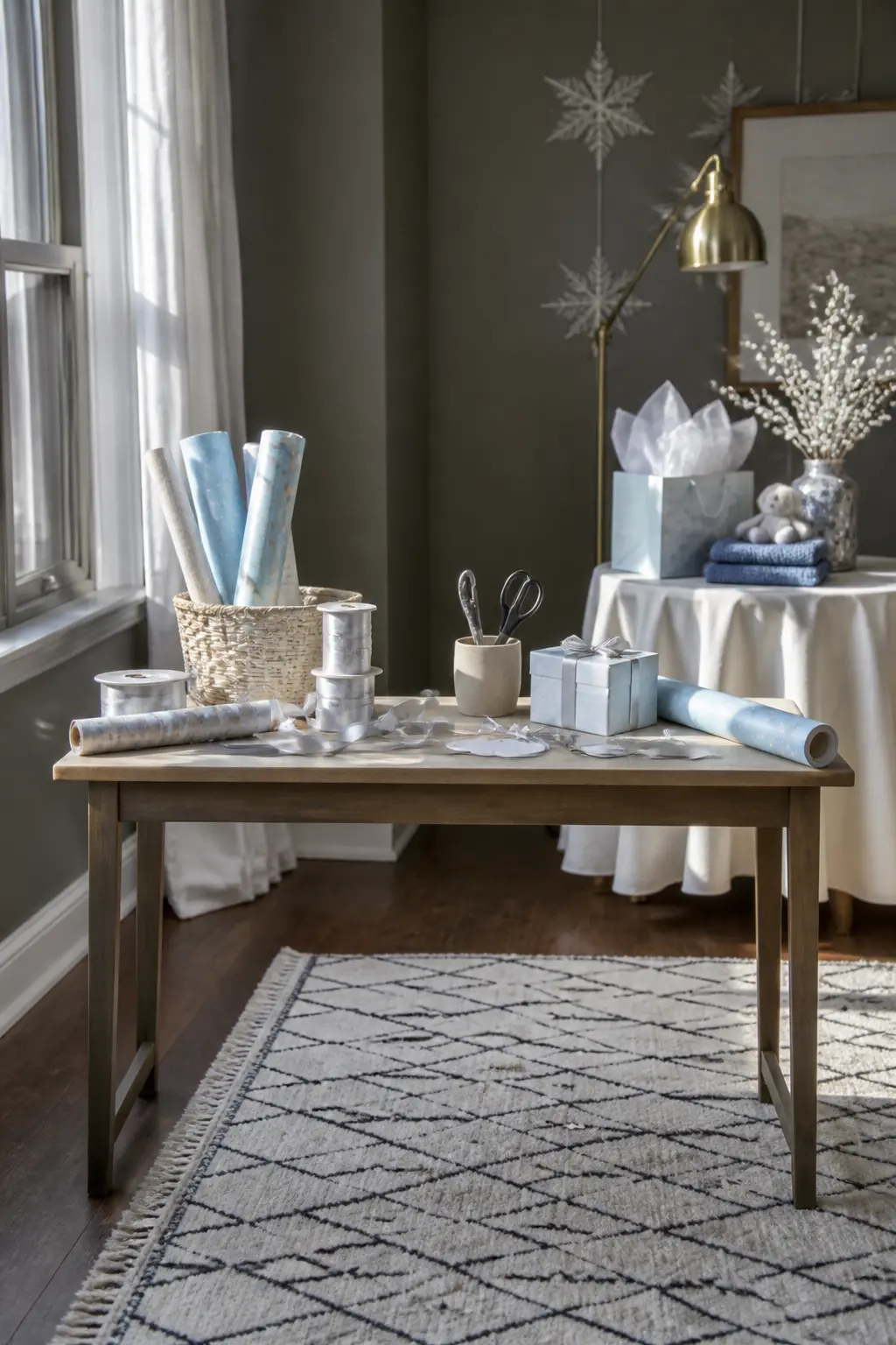 A Silver Ribbon Gift-Wrapping Station
