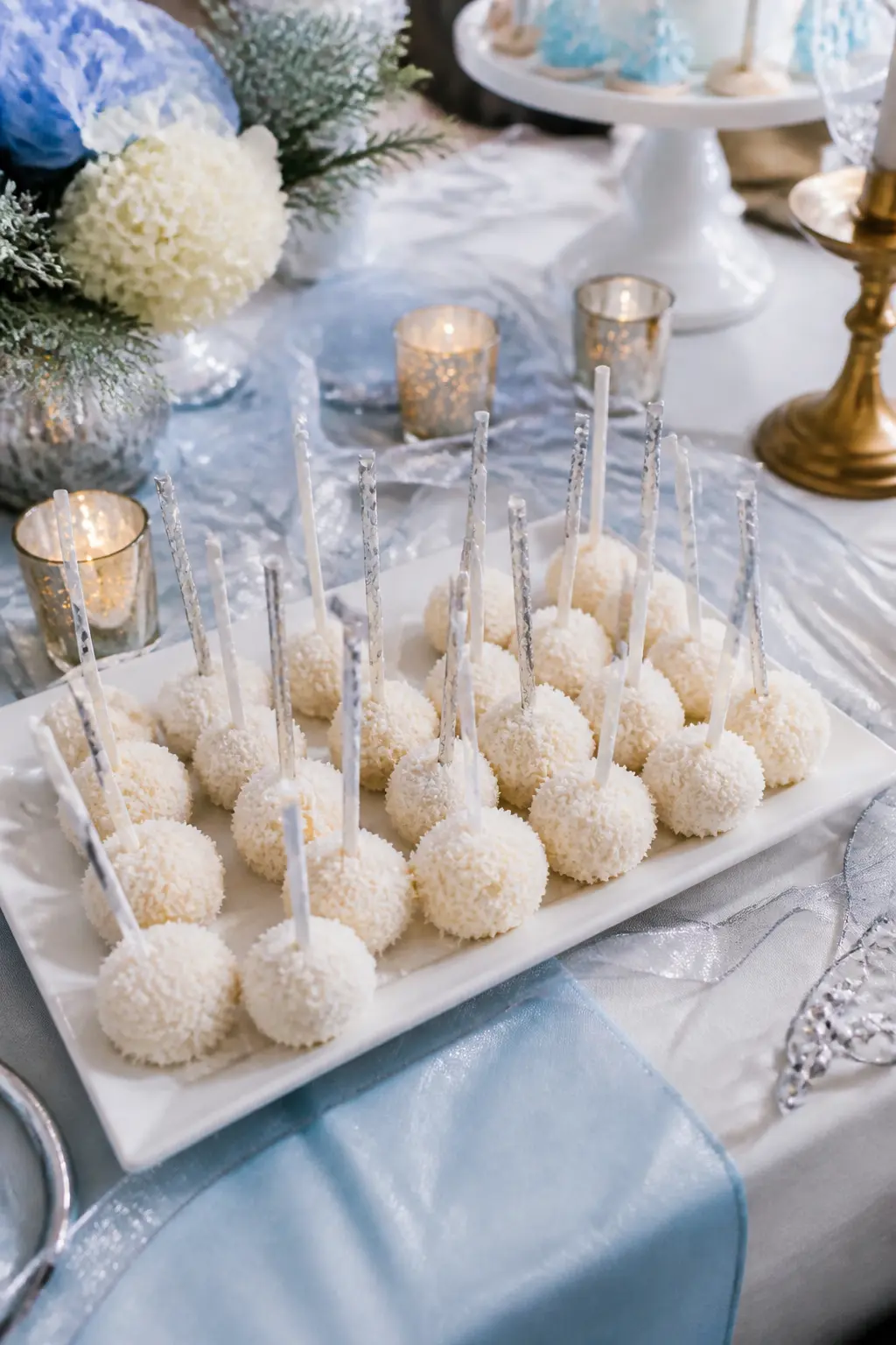 Snowball Cake Pops Rolled in Coconut