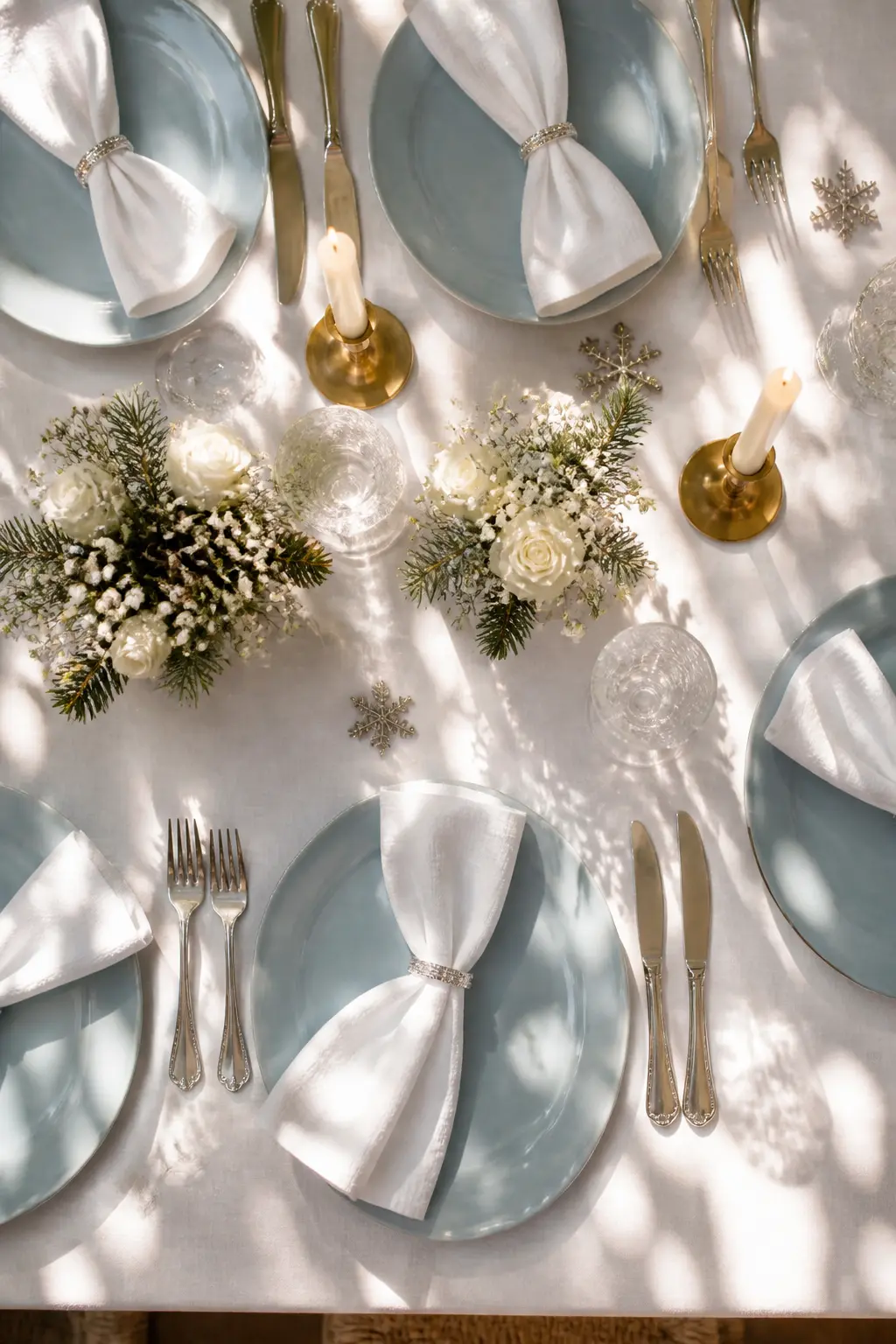 White Linen Napkins With Silver Ring Details