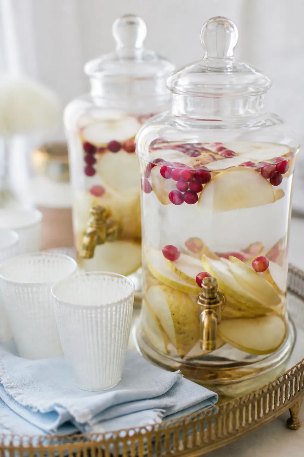 Winter Fruit Water in Glass Dispensers