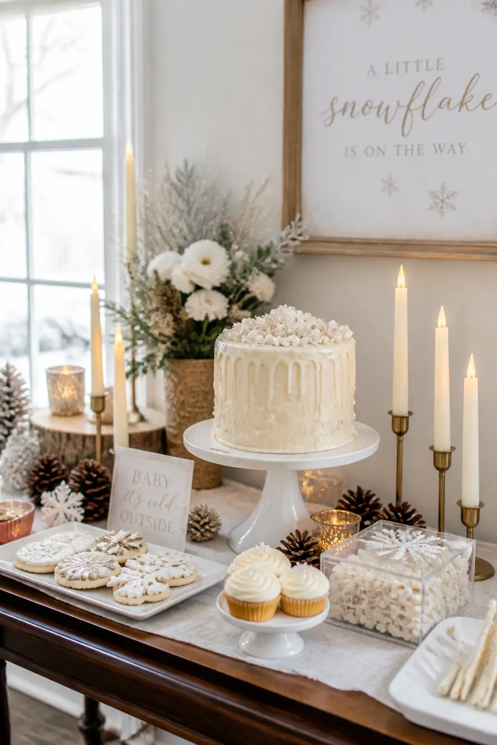 Candlelit Champagne Cake With Pearly Drips