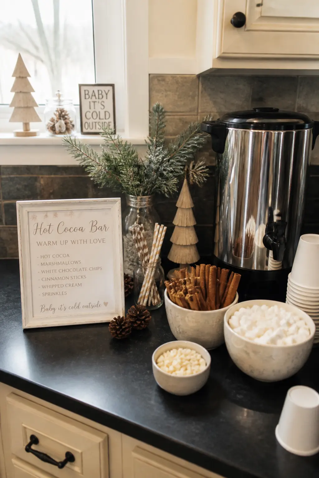 Hot Cocoa Bar With A Quiet White Menu