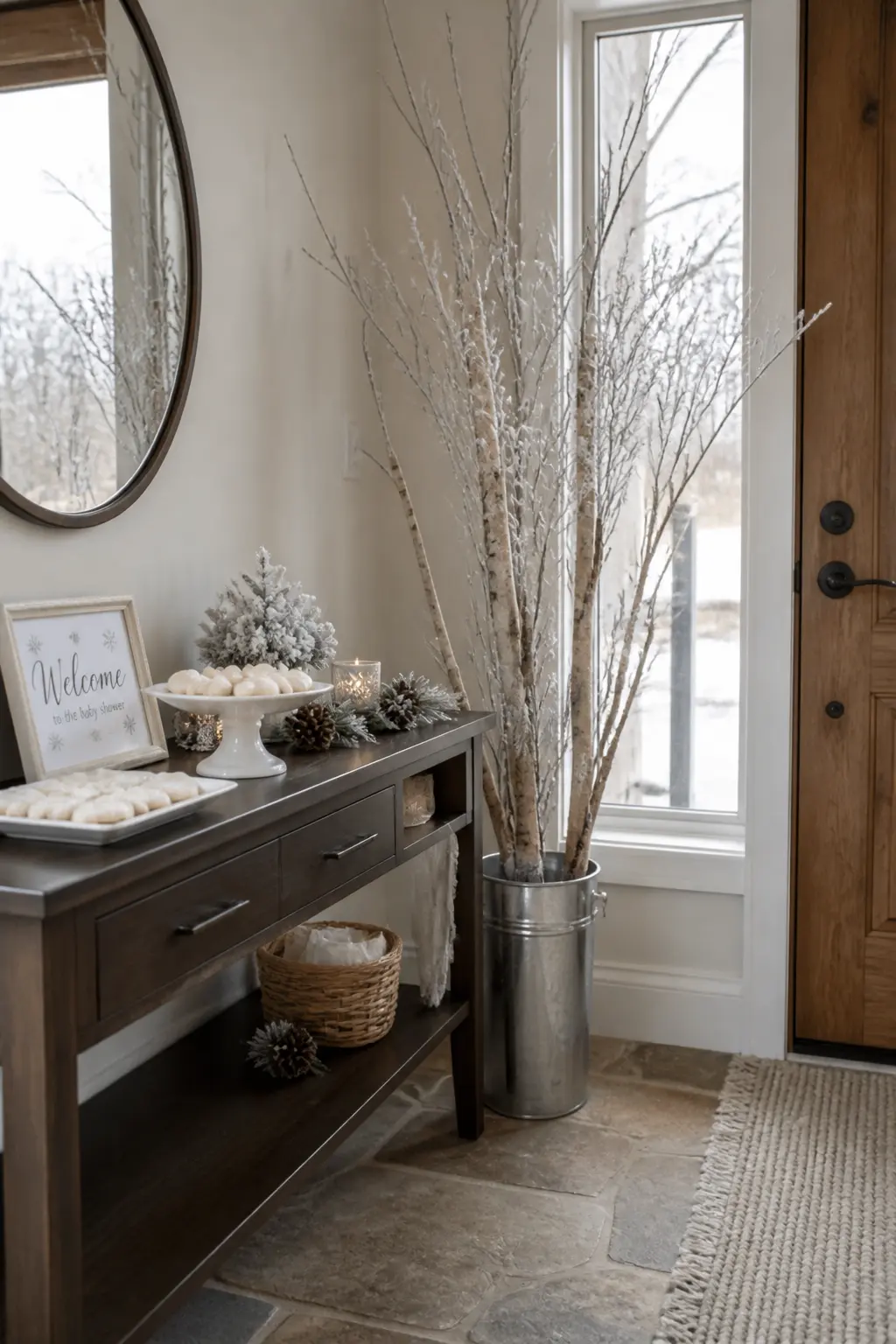 Silver Birch Entry With Frosted Branches