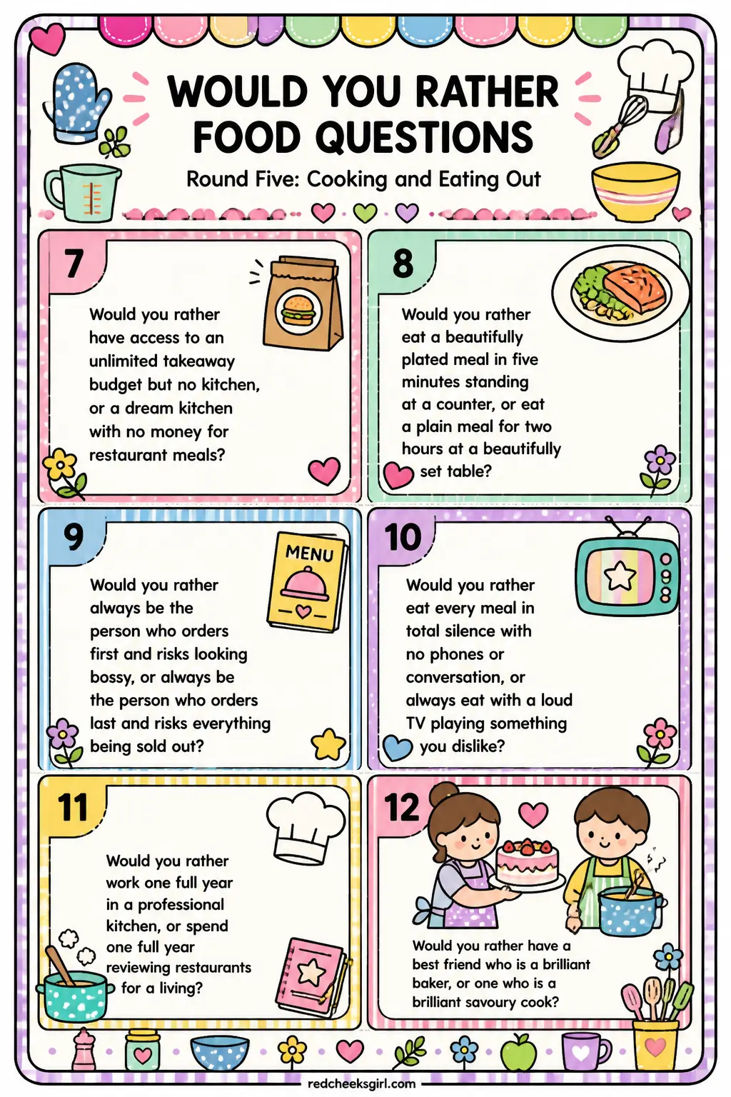 Round Five: Cooking and Eating Out Cards B printable