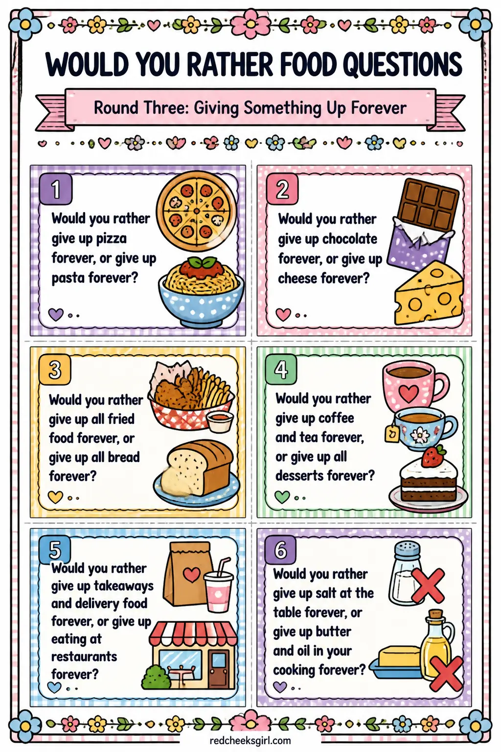 Round Three: Giving Something Up Forever Cards A printable