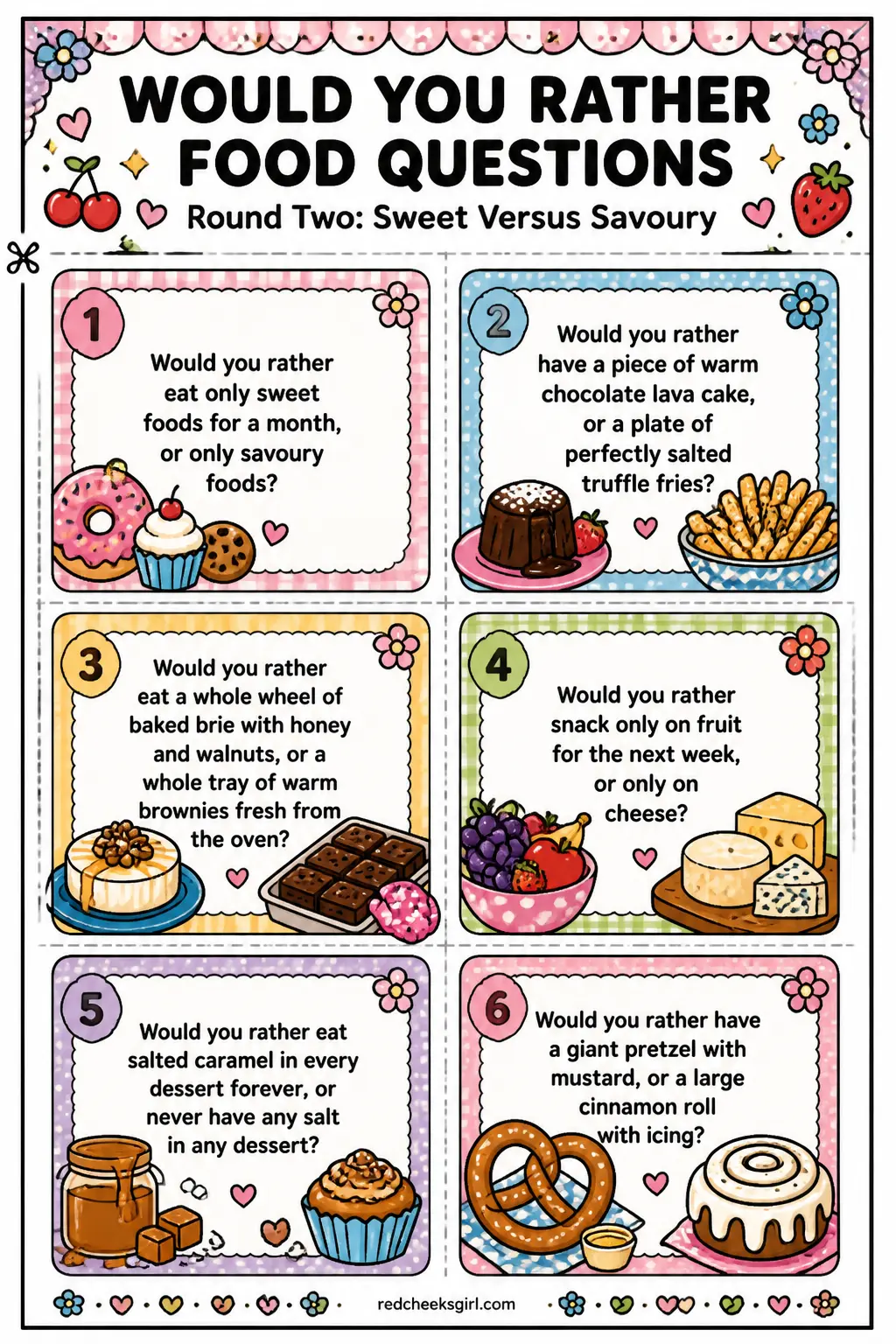 Round Two: Sweet Versus Savoury Cards A printable