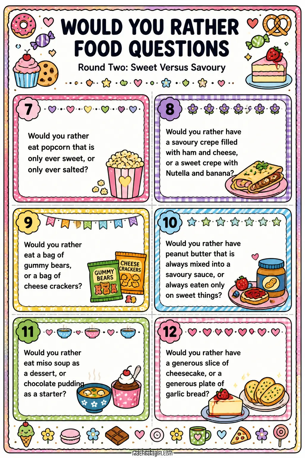Round Two: Sweet Versus Savoury Cards B printable