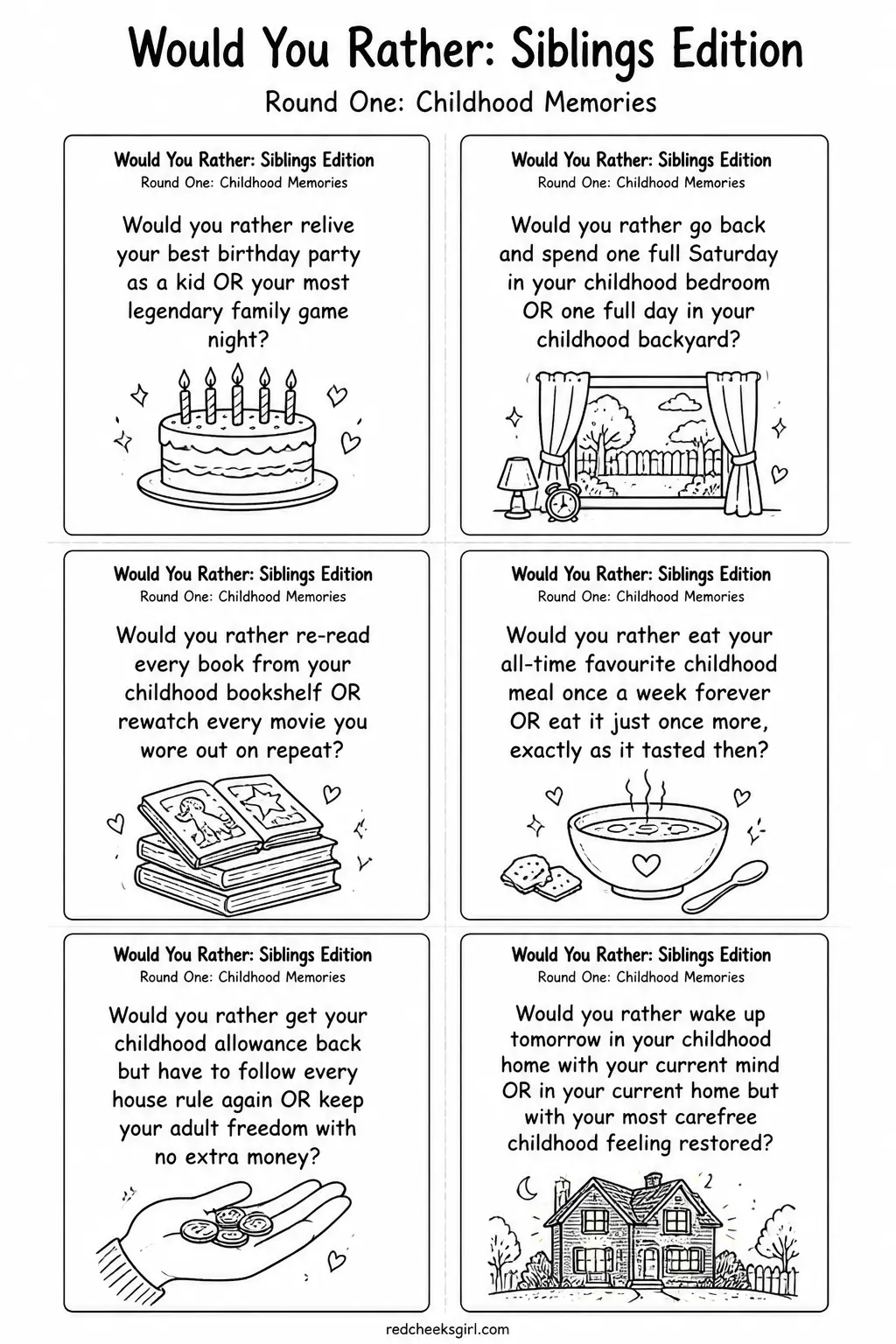 Childhood Memories Cards A printable