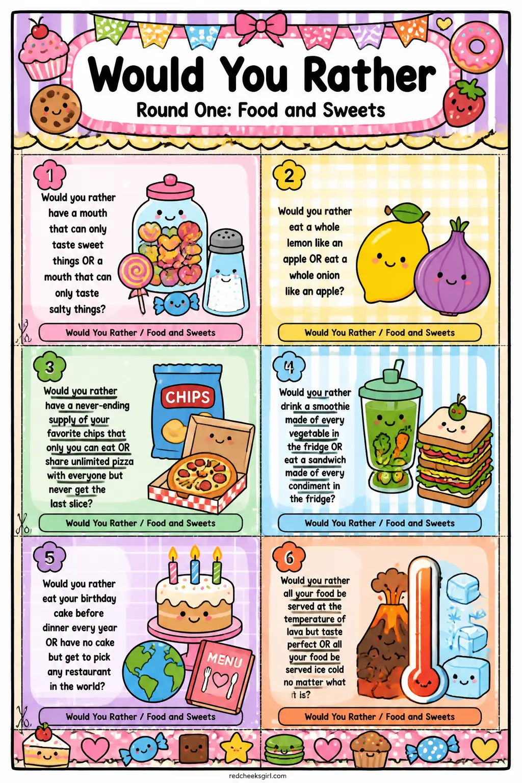 Food and Sweets Cards B printable