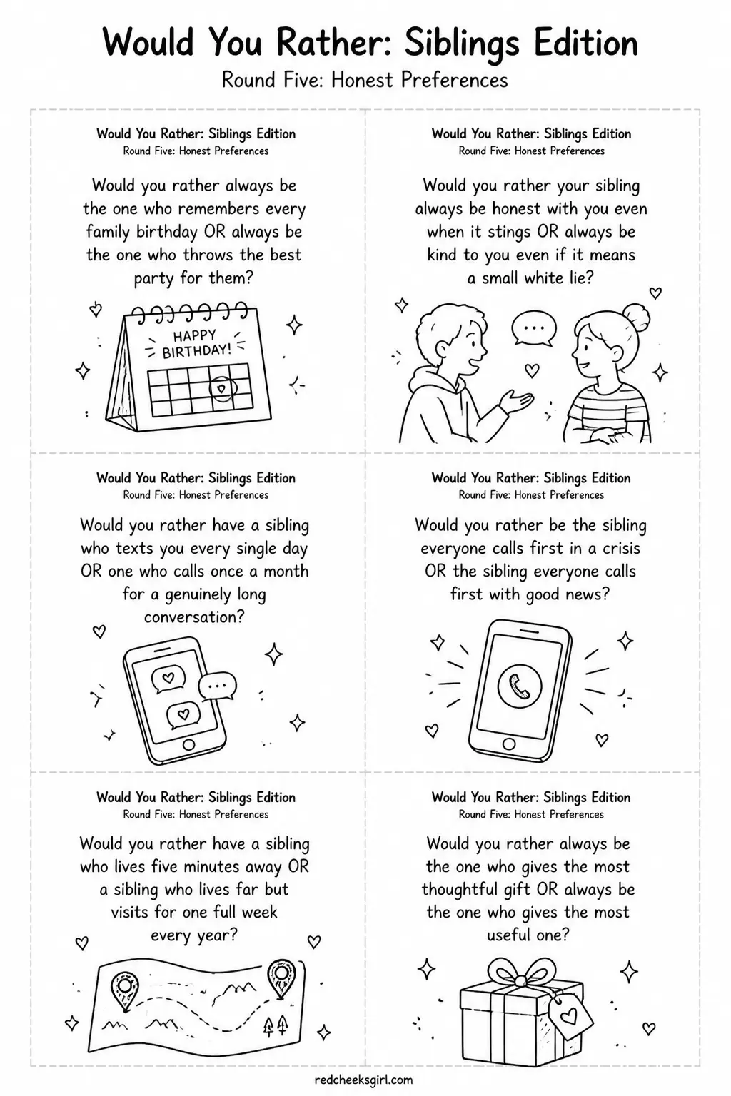 Honest Preferences Cards A printable