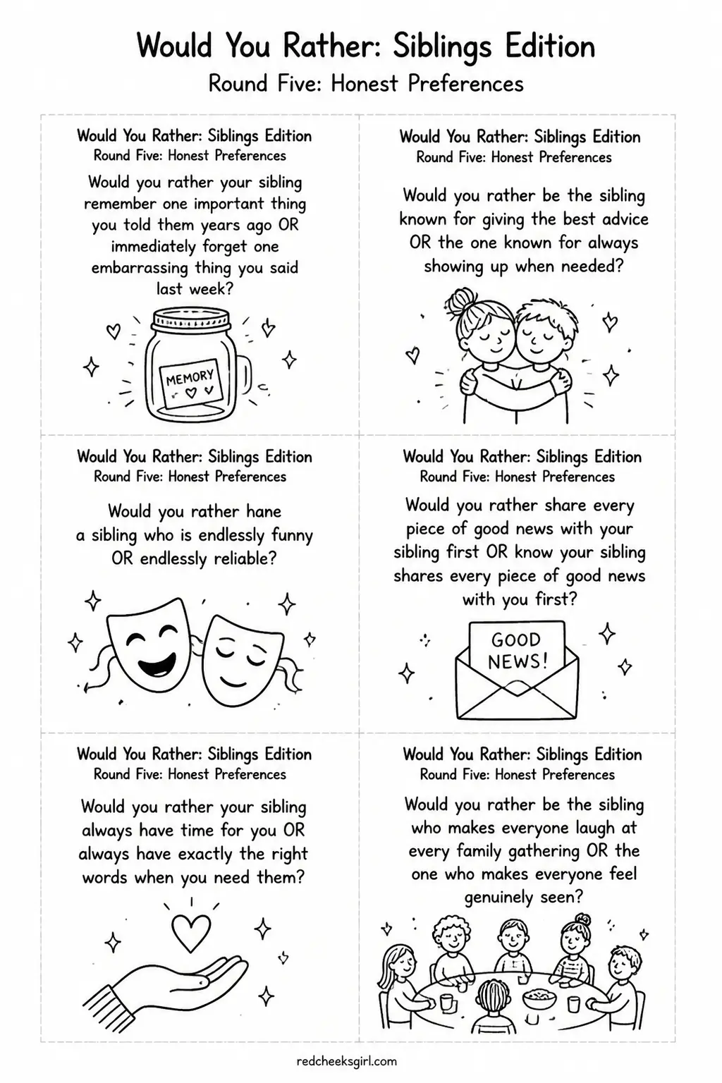 Honest Preferences Cards B printable
