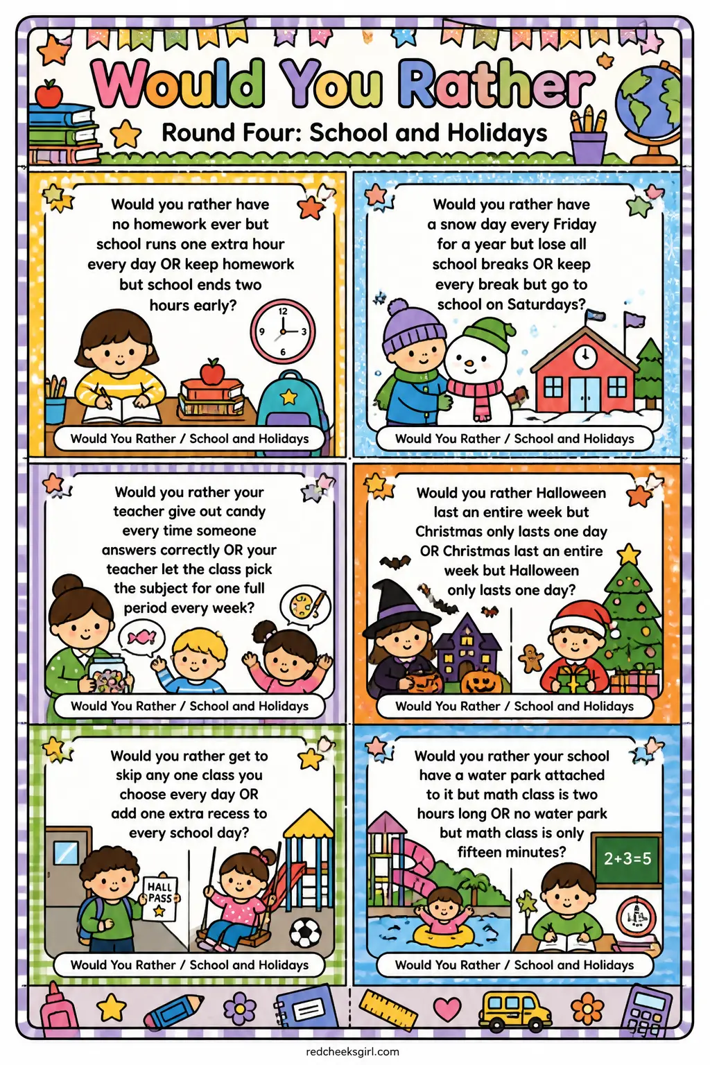 School and Holidays Cards A printable