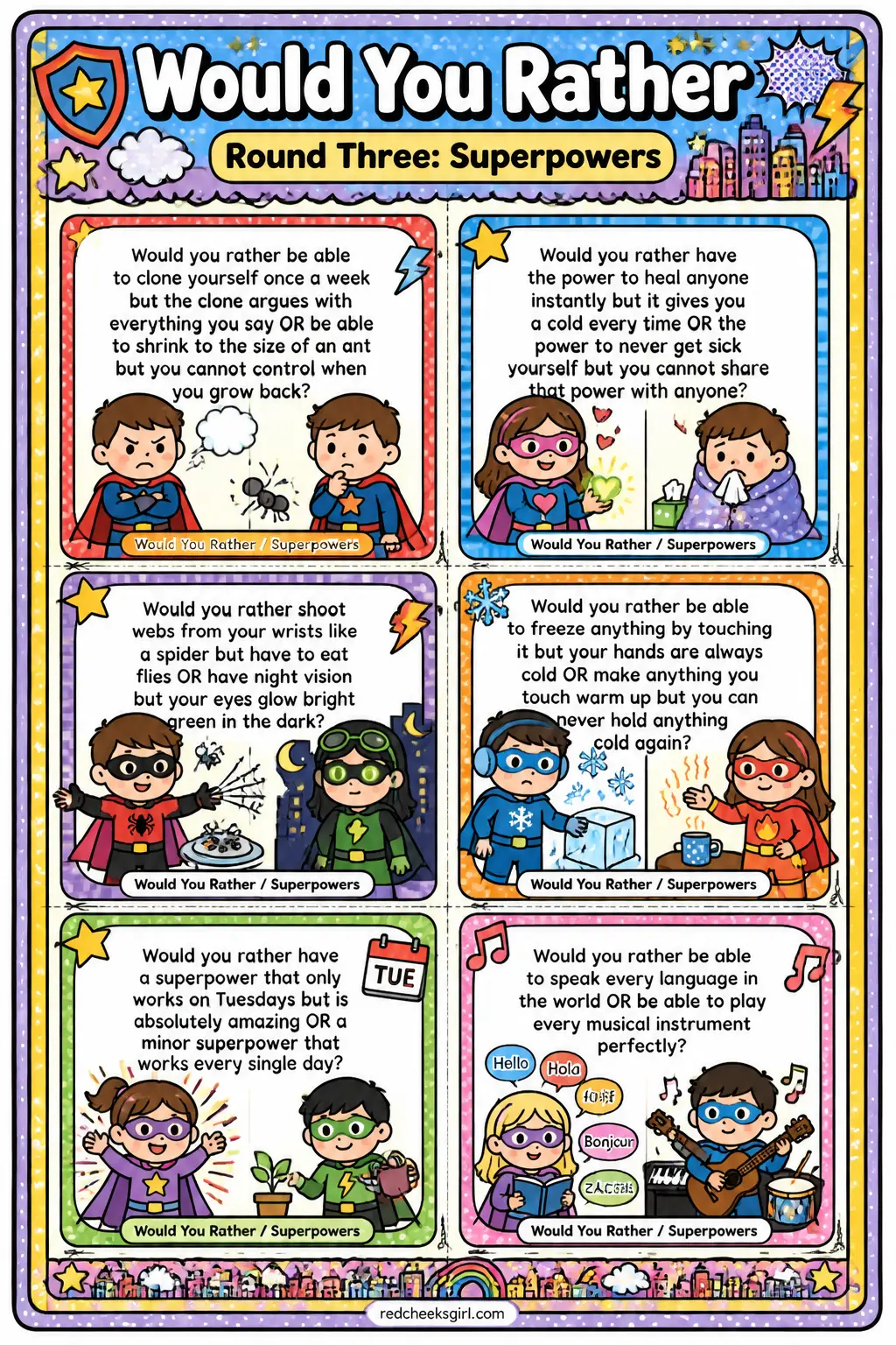 Superpowers Cards B printable