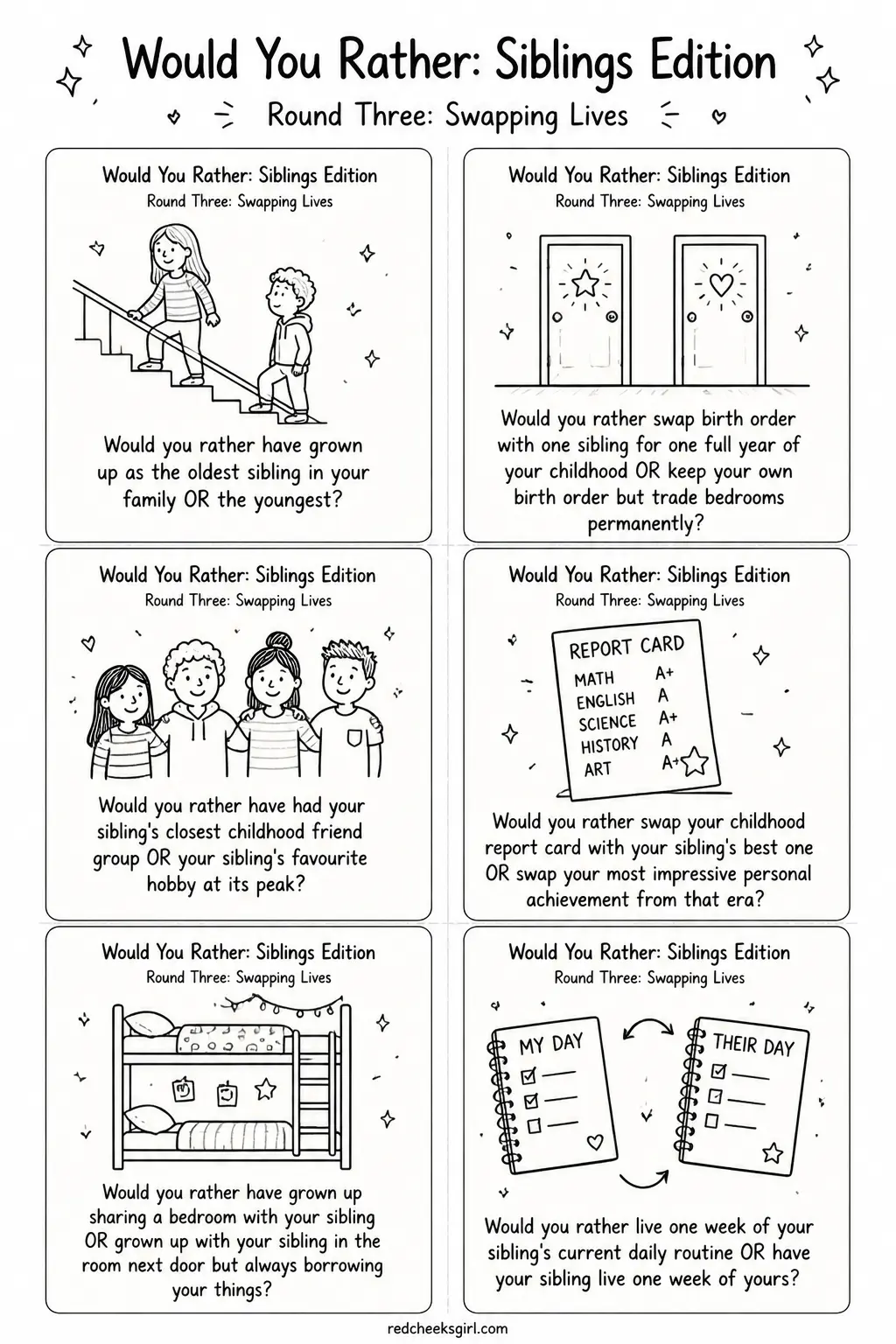 Swapping Lives Cards A printable