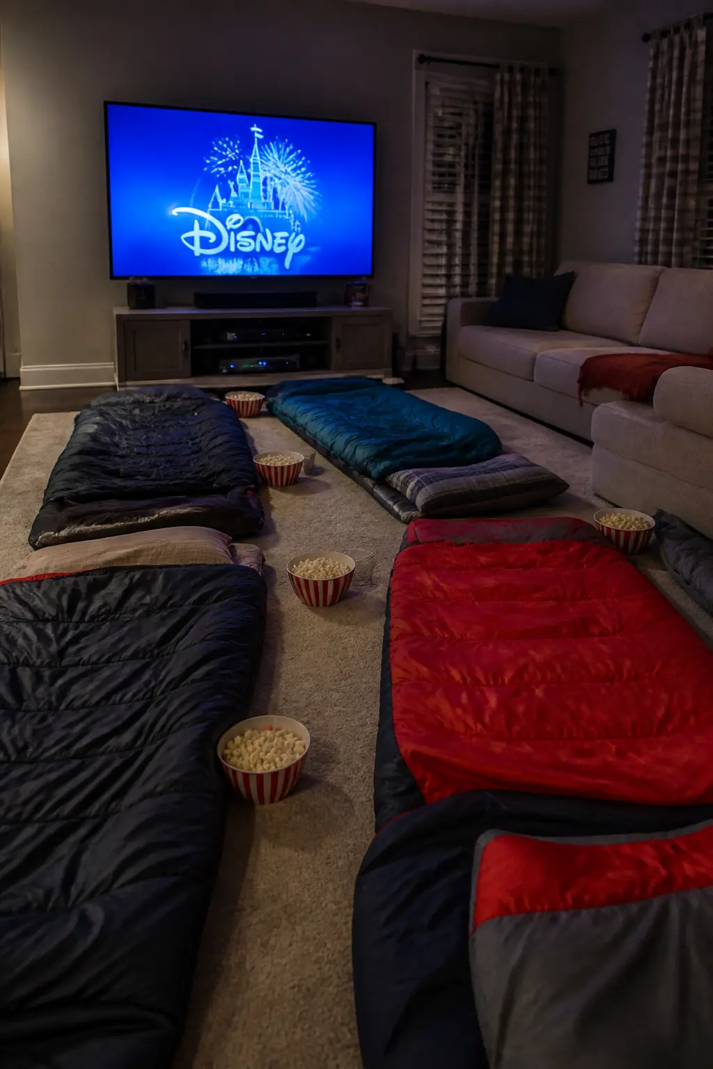 Overnight With Sleeping Bags on the Floor