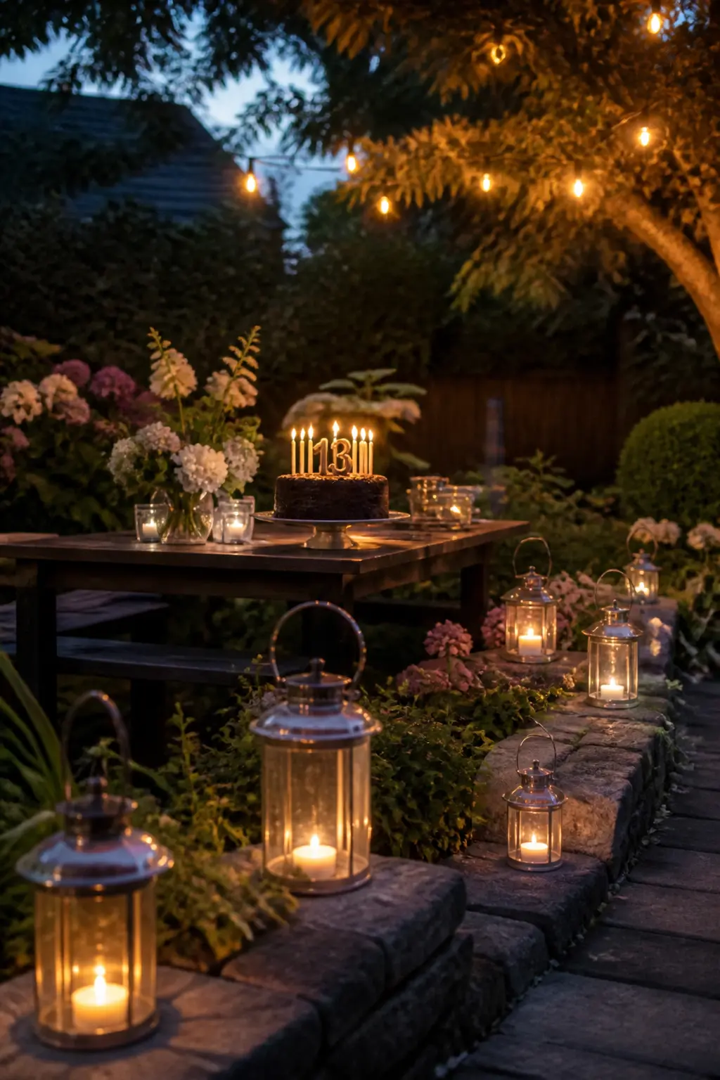 Garden Evening With Lanterns