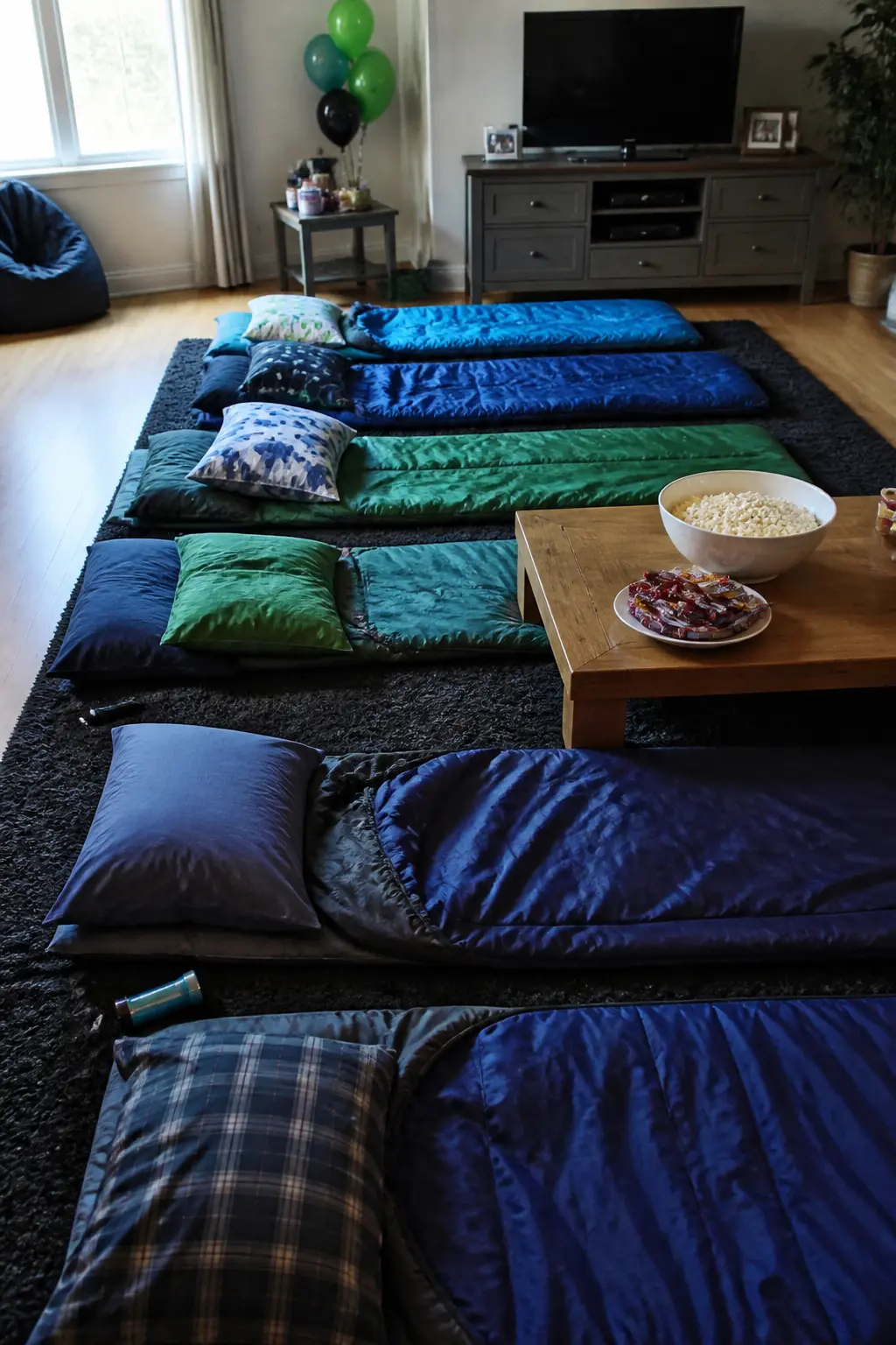 Overnight With Sleeping Bags on the Floor