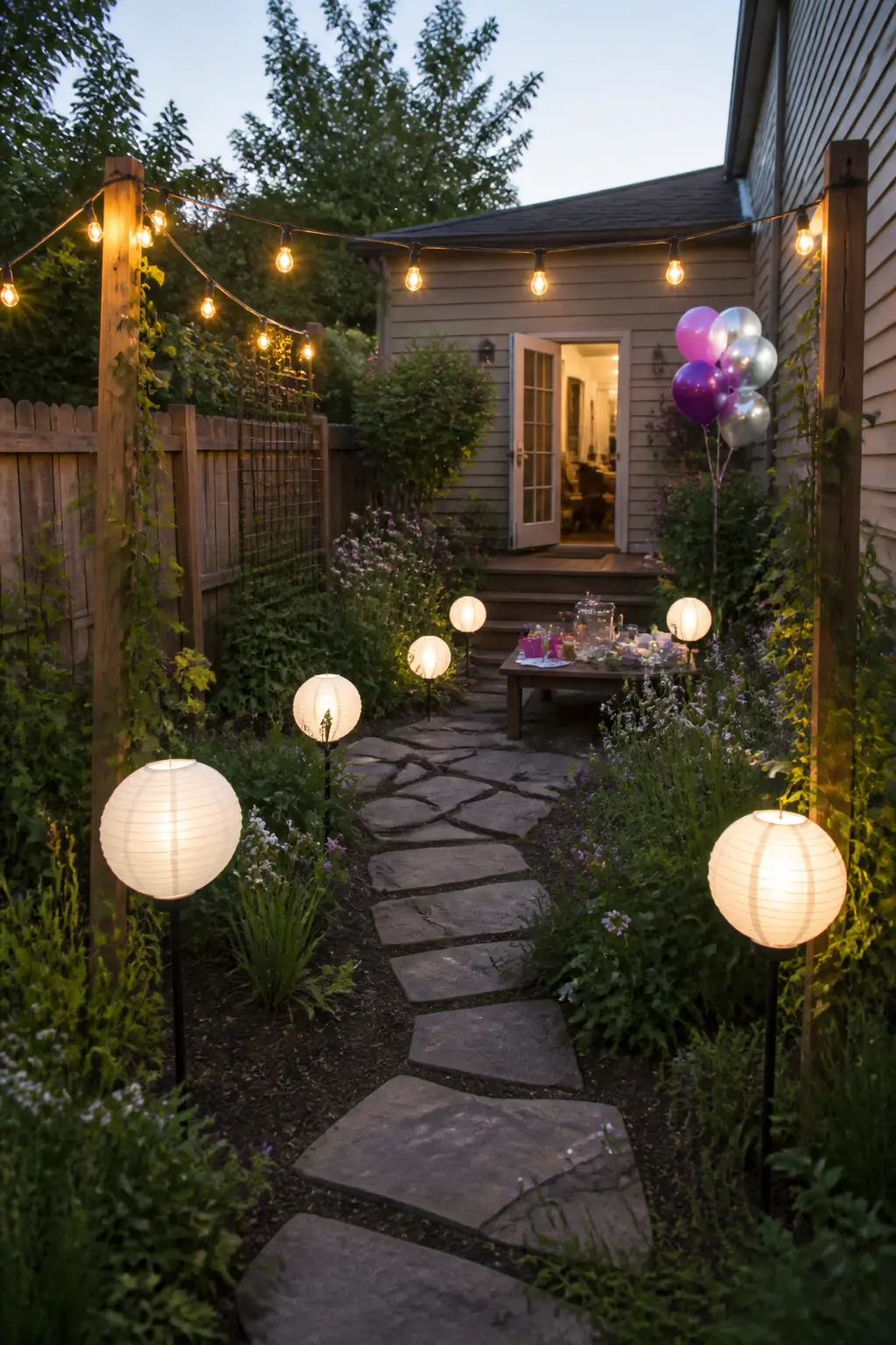 Garden Evening With Lanterns
