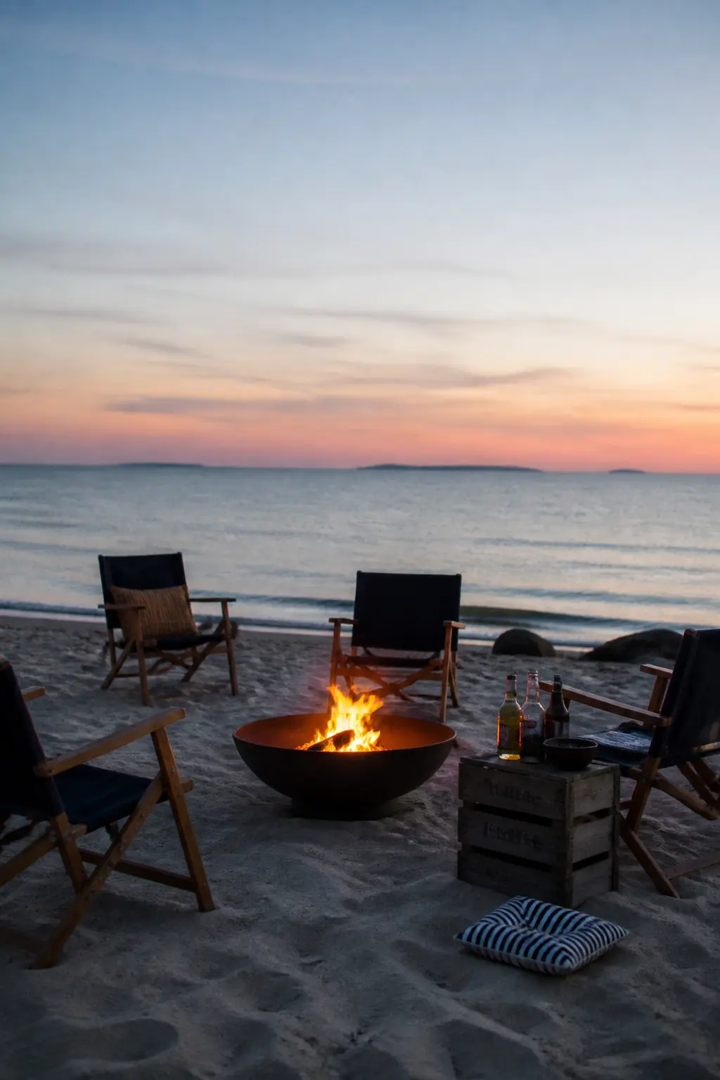 Beach or Park Evening With a Fire Bowl