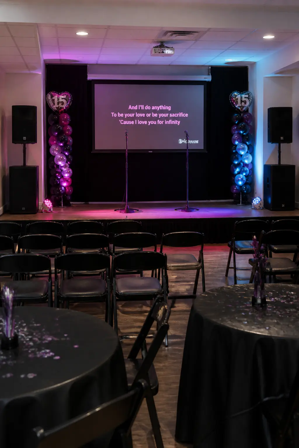 Karaoke Stage With Two Microphones