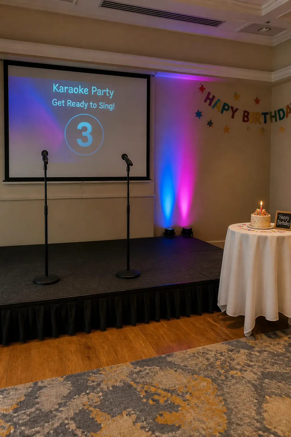 Karaoke Stage With Two Microphones