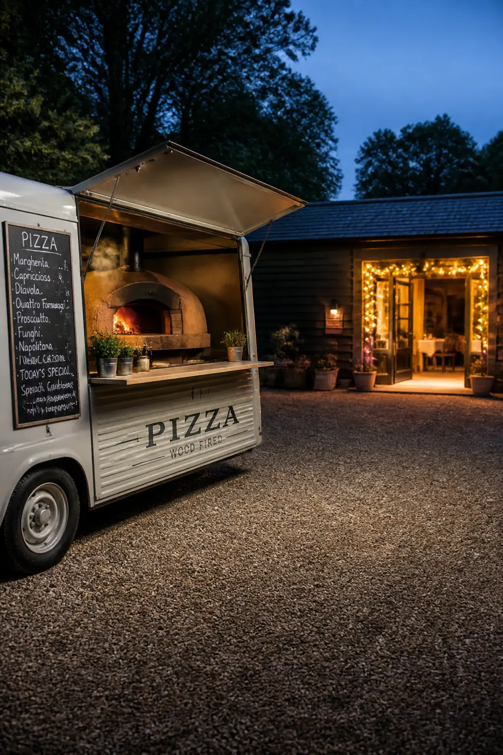 Pizza Vans Parked Outside