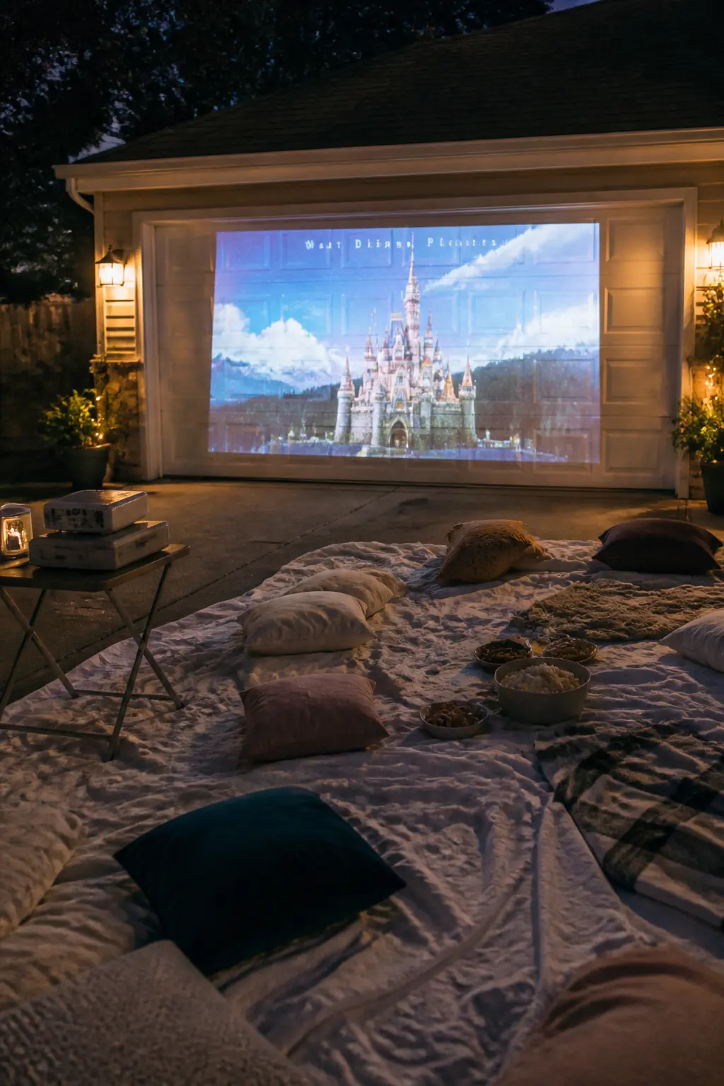 Film Projected Onto the Garage Door