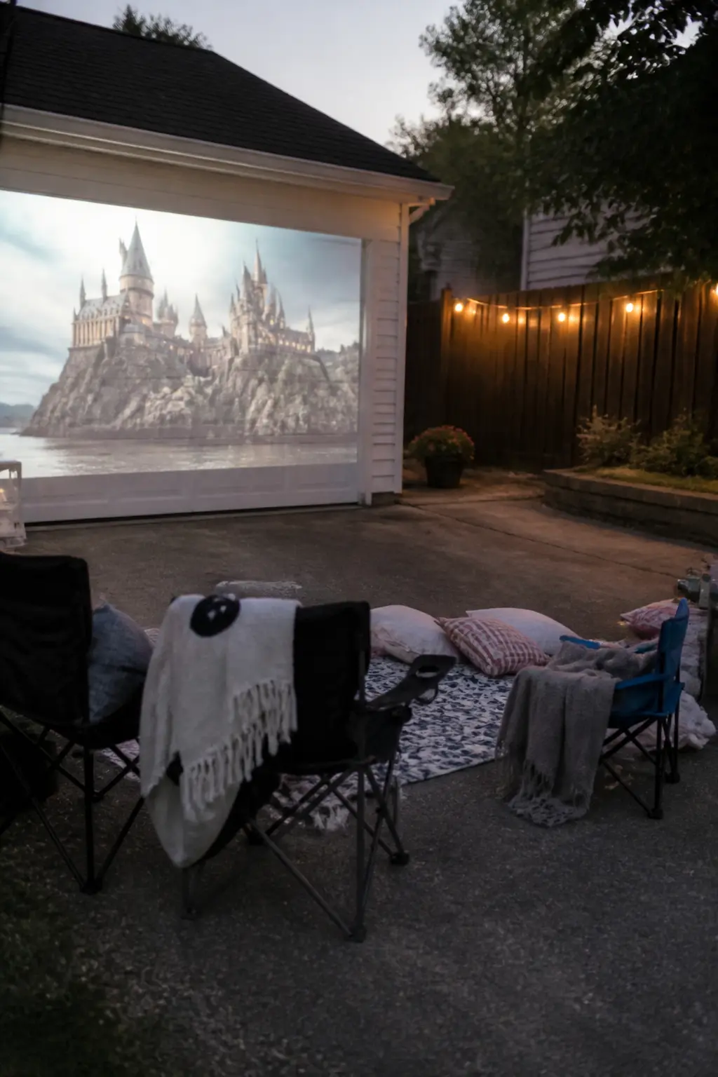 Film Projected Onto the Garage Door