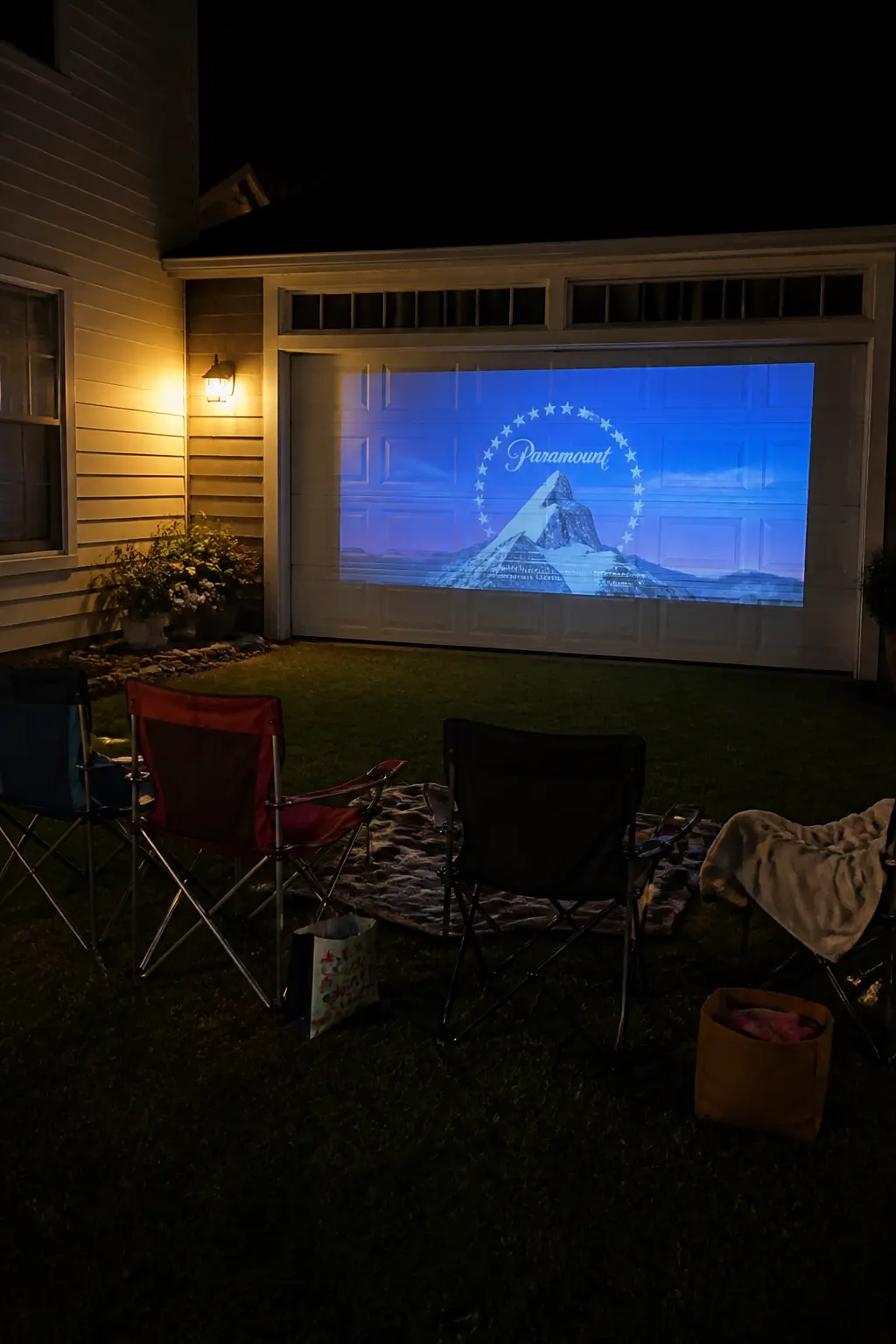 Film Projected Onto the Garage Door