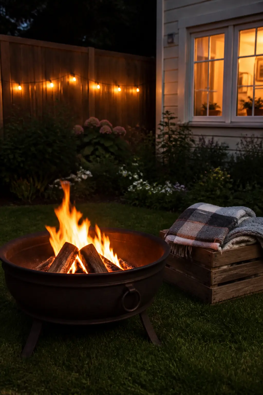 Fire Bowl With Blankets