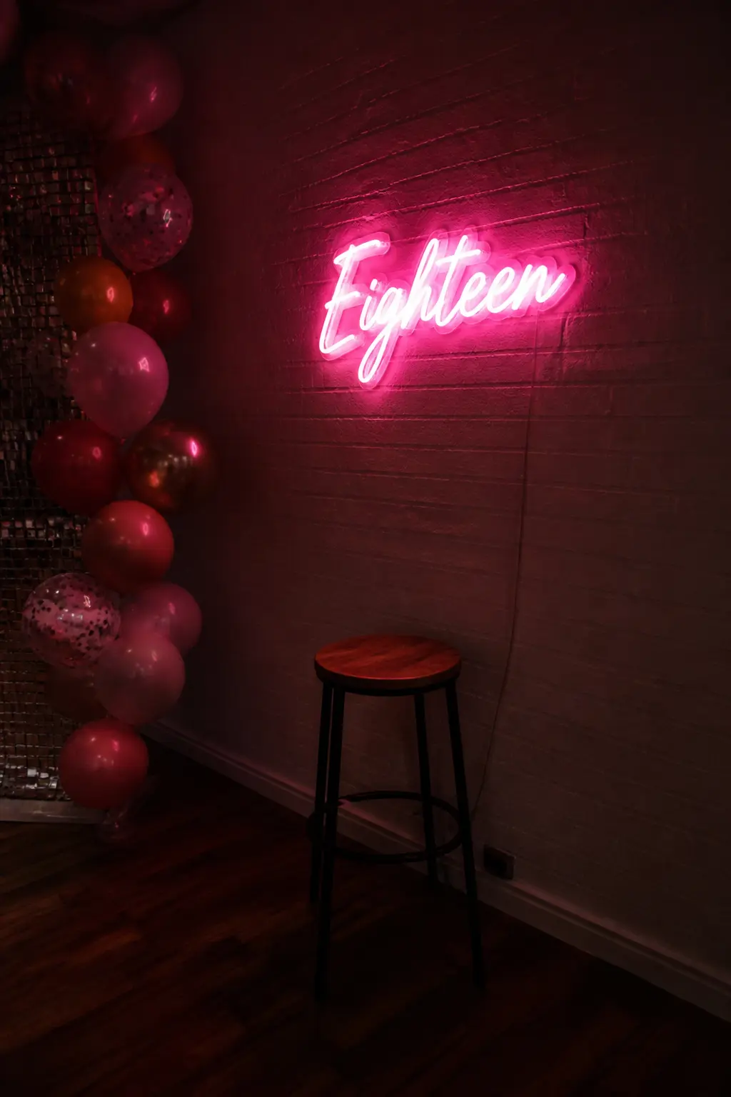 A Neon Sign or Letters as the Only Bright Thing