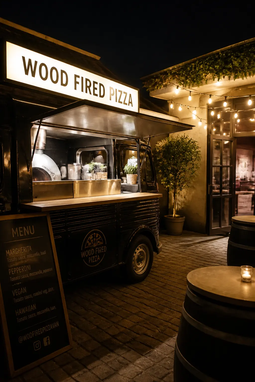 Pizza Vans Parked Outside