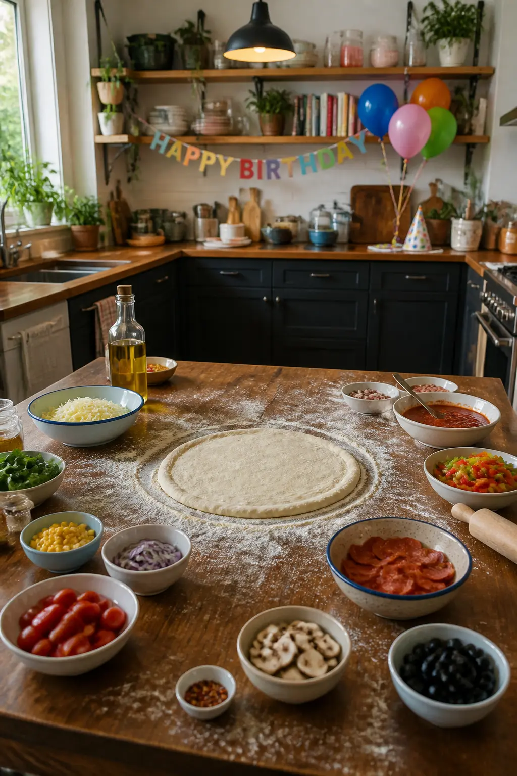 Pizza Made at the Kitchen Table