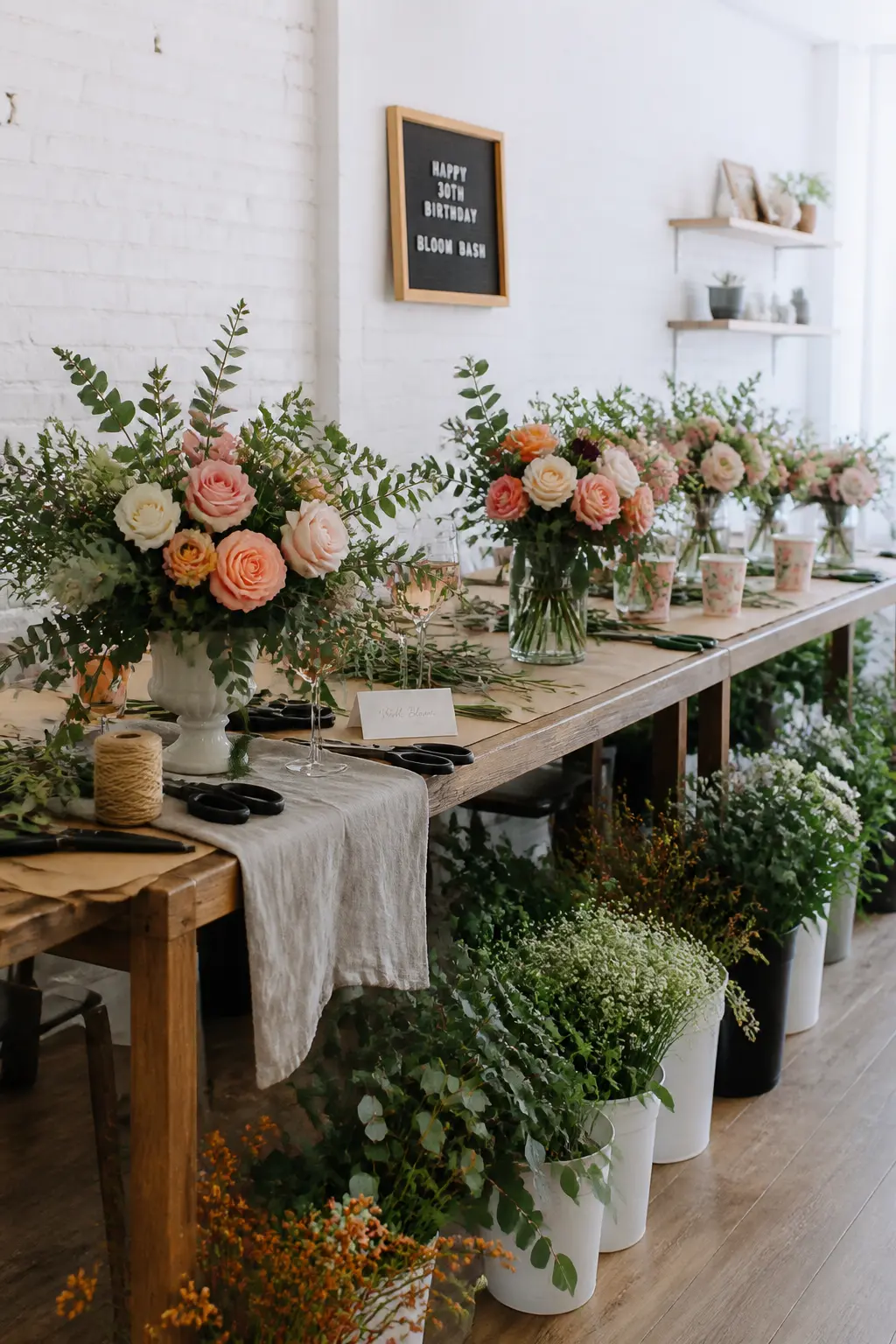 Flower Arranging Class at the Table