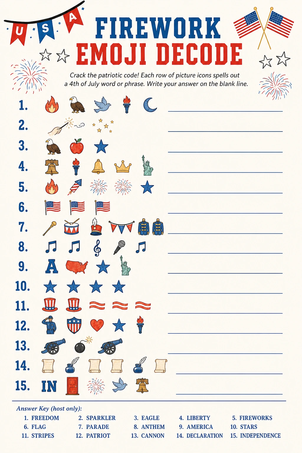Firework Emoji Decode printable