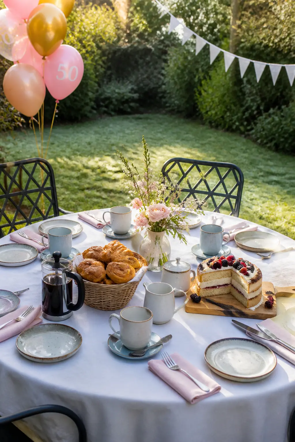 Late Breakfast in the Garden the Next Day